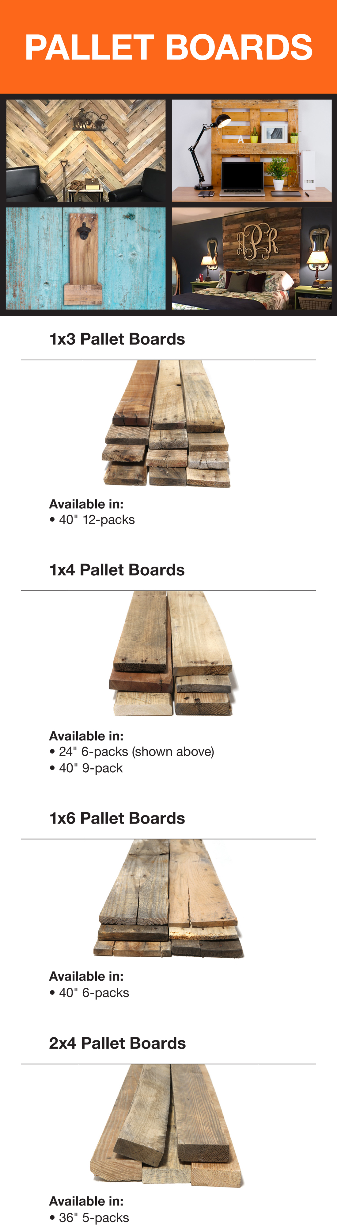 Dimensions 2 in. x 4 in. x 3 ft. Reclaimed Pallet Boards (5Pack